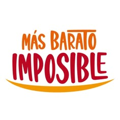 the words, mas barato impposable are written in red and orange on a white background