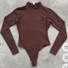 Los Angeles Apparel Mock Neck Long Sleeve Bodysuit In Chocolate S Brand New Casual Brown Long Sleeve Bodysuit, Casual Brown Cotton Bodysuit, Brown Fitted Long Sleeve Bodysuit, Fitted Brown Long Sleeve Bodysuit, Fall Cotton Bodysuit, Fitted Brown Casual Bodysuit, Casual Fitted Brown Bodysuit, Casual Brown Fitted Bodysuit, Fitted Brown Bodysuit For Fall