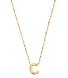 From Kendra Scott&#x2C; this necklace features:Featuring your initial&#x2C; or your bestie’s&#x2C; or your crush's (we won’t tell)&#x2C; wear a personalized reminder designed with our signature etched detail.Material: 14k Gold Plated Over BrassApprox. 19" chain&#x2C; 0.48"L X 0.6"W pendantClosure: Lobster clasp with single adjustable sliding beadPlease note: Due to the one-of-a� Chic Personalized Initial Pendant Necklace, Letter Pendant Necklace, Initial Pendant Necklace, Letter Pendants, J Fashion, Initial Pendant, Kendra Scott, Initials, Gold Necklace