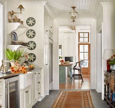 the kitchen is clean and ready to be used as a dining room or family room