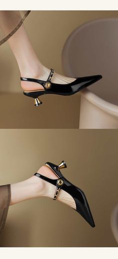 Heels Slingback, Slingback Shoes, Leather Items, Pump Shoes, Patent Leather, Rubber Sole, Kitten Heels, Heel Height, Leather Upper