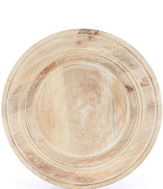 an empty wooden plate on a white background