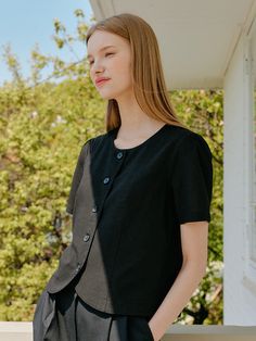 Editor's NotesThis top is made of rayon, linen, and cotton. It features a basic design, a minimal design, and a clean and neat look. It can be worn with any item. It can be worn casually or formally depending on how you coordinate. - Classic design linen shirt- Round neck and relaxed fit - Comfortable fit and a must-have item - Round hemline detail  Measurements(in.)One Size (XS-M)- Total Length: 20.86 in.- Chest: 18.50 in.- Shoulder: 14.37 in.- Sleeve Length: 9.05 in. Model info: Height 5' 64, Bust 29.5 in., Waist 23 in., Hips 35 in. Composition & Care- Shell: 65% Rayon 20% Linen 15% Cotton - Dry Clean- Please check a care label Designer- by YUPPE Cotton Top For Work, Plain Cotton Tops For Workwear, Linen Workwear Top, Solid Linen Top For Work, Solid Linen Tops For Work, Modern Linen Blouse For Work, Effortless Linen Blouse For Work, Fitted Linen Top For Casual Gatherings, Versatile Solid Cotton Blouse