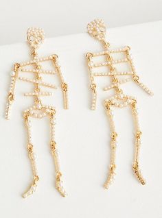 FIT. 3. 4” x 1. 1”. MATERIALS + CARE. Base metal. Imported. DETAILS. Skeleton shaped. French hooks. The best plus size women's pearl skeleton statement earring earrings in multi. Torrid is your destination for cozy fall and winter clothes to keep you warm and comfortable.