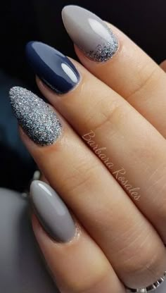 Grey Silver Nails, Nails Gold, Homecoming Nails Acrylic, Almond Shape Nails, Nails Homecoming, Her Nails, Nails Pink, Silver Nails, Homecoming Nails