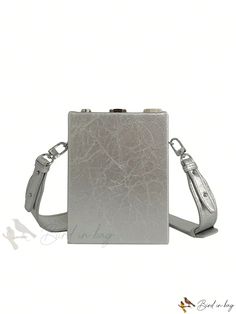 Bird in Bag - Personalized Silver Vintage Camera-Shaped PU Crossbody Bag with Hardware Decoration for Mini Laptops, Lightweight and Portable Clasp Rectangular Phone Bag With Detachable Strap For Evening, Rectangular Phone Bag With Adjustable Strap For Evening, Square Box Bag With Adjustable Strap For Evening, Elegant Rectangular Phone Bag With Adjustable Strap For Evening, Silver Rectangular Evening Bag For Travel, Party Shoulder Box Bag With Adjustable Strap, Silver Crossbody Box Bag For Formal Occasions, Rectangular Evening Bag With Adjustable Strap, Silver Formal Crossbody Box Bag