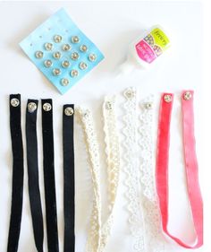 several different types of hair ties laid out next to each other on a white surface