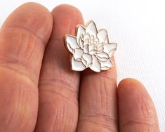 "Get 15% off your order when you buy any 2 items in my shop! Small Lotus Pin, White Flower Lapel Pin for Men/women, Small Gold Tie Tack Pin for Groom, Enamel Brooch Button pin Beautiful White Lotus pin, gold with white enamel. Very pretty, shiny, bright. The pin is in perfect condition, clean, shiny. The size is 23mm = 0.9\" More Fun Exciting Vintage Treasures here: http://www.etsy.com/shop/atVintage" White Flower Pins For Gifts, White Flower Pins As Gifts, White Flower Enamel Pin For Wedding, Tie Tack Pin, Flower Lapel, Flower Lapel Pin, Gold Tie, White Lotus, Gold Pin