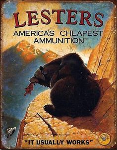 an old book cover with a bear on the edge and mountains in the back ground