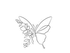 a single line drawing of a butterfly