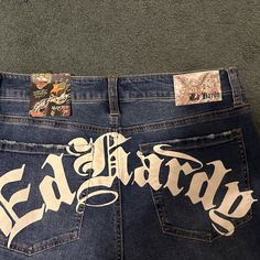 Ed Hardy Men Slim Fit 34w X 30l Blue Jean Tiger Ed Hardy Jeans, Distressed Pants, Blue Denim Pants, Painted Jeans, Distressed Denim Jeans, Cute Everyday Outfits, Ed Hardy, Slim Pants, Dream Clothes