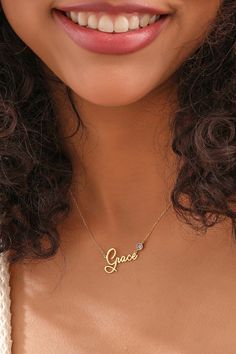 We creating this handmade nameplate necklace you see mother using 925 sterling silver and 14k gold. It is the perfect accessory that will suit your shine or make it feel special. It will be a unique gift that will add meaning to your precious days such as graduations, birthdays, mother's days, wedding events. If you like the personalized jewelry we have created for you, you can look at we other designs here: https://www.etsy.com/shop/DaintyPersonalizedCo Check out our social media @daintypersona Custom Name Sterling Silver Birthstone Necklace, Mother's Day Nameplate Birthstone Necklace, Gold Sterling Silver Birthstone Necklace With Custom Name, Customizable Elegant Nameplate Birthstone Necklace, Gold Name Necklace With Birthstone For Mom, Silver Nameplate Birthstone Necklace, Sterling Silver Nameplate Necklace With Birthstone, Elegant Nameplate Necklace With Birthstone, Mother's Day Gold Birthstone Necklace With Name