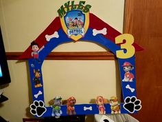 a photo frame with paw patrol characters on it