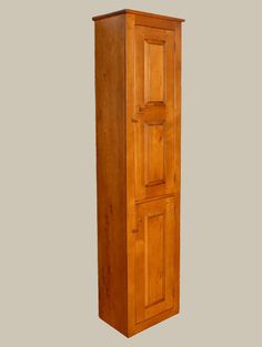 a tall wooden cabinet with two doors