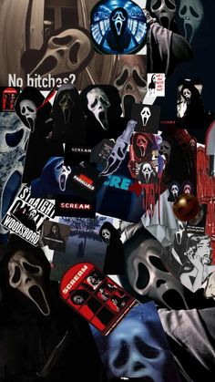 a collage of various images with masks on them