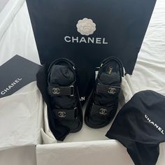 Dad Sandals Leather Sandals Size 6 New In Box With Receipt. Sold Due To A Wrong Size. Chanel Dad Sandals, Dad Sandals, Chanel Shoes, Women's Shoes Sandals, Leather Sandals, Shoes Sandals, Chanel, Size 6, Women Shoes