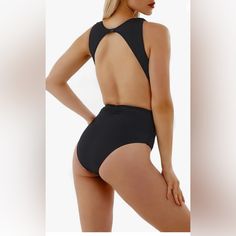 Questions? Leave A Comment Below! Sleek Black Swimwear With Low Back, Sleek Black Low Back Swimwear, Sleek Black Low-back Swimwear, Chic Black Swimwear With Low Back, Chic Black Low Back Bodysuit, Black Low Back Bodysuit For Pool, Black Low-back Bodysuit For Pool, Black Backless Leotard For Swimming, Chic Backless Bodysuit For Swimming