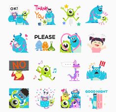 an image of monsters stickers on a phone