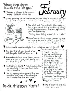 a handwritten poem for the month of feb, with hearts and words on it