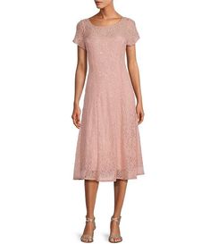 Ignite Evenings Petite Size Cap Sleeve Scoop Neck Sequin Lace A-Line Midi Dress | Dillard's Black Tie Optional Dress, Chiffon Cocktail Dress, Dress Attire, Mothers Dresses, Midi Dress Party, Lace Midi, Mid Dresses, Lace Midi Dress, Bride Dresses