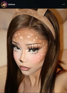 deer makeup, fawn makeup, halloween costume makeup, costumes, women costumes, cute makeup, costume for women, trend, trending, 2024 costume, ariana grande Halloween Doe Makeup, Cute Raccoon Makeup Halloween, Easy Halloween Deer Makeup, Howlloen Makeup, Deer Woman Costume, Pink Deer Makeup, Halloween Makeup Inspiration 2024, Cute Halloween Makeup Animal, White Stag Makeup