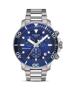 Tissot Seastar 1000 Blue-Dial Chronograph, 45.5mm Tissot Seastar 1000, Tissot Seastar, Tissot Watches, Mens Chronograph, Chronograph Watch Men, Luxury Watches For Men, Omega Seamaster, Swiss Watches, Stainless Steel Watch