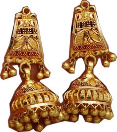 Traditional Festive Earrings With Bells, Traditional Festive Bell Earrings, Traditional Danglers For Wedding And Navratri, Bollywood Style Jhumkas With Latkans For Puja, Heavy Jhumkas For Ceremonial Festivals, Jhumkas With Latkans For Puja, Ceremonial Jhumkas With Latkans For Festivals, Heavy Danglers For Puja And Festive Occasions, Heavy Chandbali Jhumkas For Ceremonial Occasions