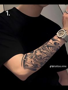 Japanese Forearm Tattoo, Herren Hand Tattoos, Tato Minimal, Forearm Band Tattoos, Men Tattoos Arm Sleeve, Forearm Sleeve Tattoos, 4 Tattoo, Cool Tattoos For Guys, Arm Sleeve Tattoos