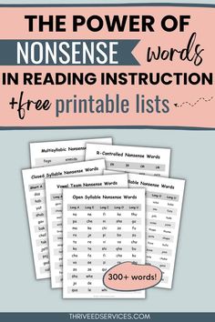 the power of nonsense in reading instruction printable lists