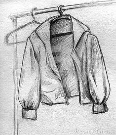 a drawing of a jacket hanging on a clothes line