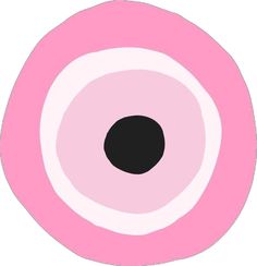 a pink and white circle with black center