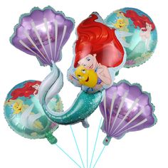 the little mermaid balloon bouquet is filled with balloons