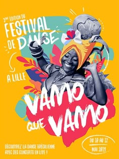 a poster for the festival of dance with an image of a woman holding a microphone