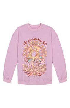 A groovy pastel graphic on the front of this cotton-rich fleece sweatshirt celebrates the brand's 1973 roots. 80% cotton, 20% polyester Machine wash, tumble dry Imported Funky Logo, Billabong Girls, Day Dreaming, Youth Day, Sweatshirt Oversized, Surf Gear, Dye Fabric, Love Graphic, Apparel Shop