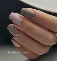 Nail Shapes Squoval, Mauve Nails, Different Nail Shapes, Squoval Nails, Classy Nail, Classy Nail Designs, Lashes Mascara, Star Eyes, Gray Nails