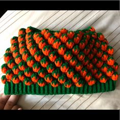 Brand New Colorful Orange & Green Crochet Handmade Hat One Size Fit All One Of A Kind Hat. ***There’s Hole On Top For The Hair To Come Out As Shown In Pictures, I Love It.*** I Love To Tie My Hair When Wearing Hat. Never Worn. Very Cute! Brought In Winter. End Up Didn’t Use It. Crochet Patterns Green, Green Crochet, Handmade Hat, Crochet Handmade, Green Orange, My Hair, I Love It, Green And Orange, One Size Fits All