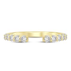 a yellow gold wedding band with five diamonds