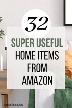 a cat sleeping on top of a bed with the words 52 super useful home items from amazon