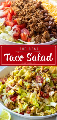 the best taco salad recipe is made with lettuce, tomatoes, and other ingredients