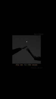 two hands reaching out towards each other with the moon in the sky above them and text reading fly me to the moon maximum