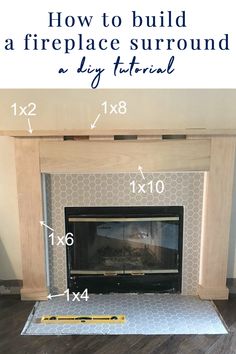 how to build a fireplace surround for a diy project with pictures and measurements on it