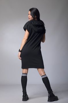 "Casual Cotton Dress, Knee Length Dress If your style is casual and you like effortless dressing, this cotton dress is just what you need to add to your collection. It has a minimal and uncomplicated design with a simple silhouette, which will make it your go-to dress now and then. The soft and breathable cotton fabric makes it a summer essential, and you'll love styling it up. 🌀 Materials & Care Cotton-100% Polyester elements Hand washes inside out with similar color clothes in cold water. Knee-length Cotton Mini Dress For Winter, Casual Cotton Stretch Mini Dress, Casual Stretch Cotton Mini Dress, Stretch Cotton Mini Dress For Fall, Casual Cotton Loungewear Dress, Casual Cotton Winter Dress, Casual Winter Cotton Dress, Cotton Dresses For Streetwear, Winter Knee-length Cotton Mini Dress