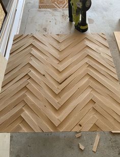 a close up of some wood planks near a fire hydrant