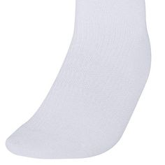 Your feet are your foundation. Treat them right with these super-light adidas socks. Lightweight and long-lasting, they hug your feet with a secure fit and supportive arch compression. Don't worry about breaking a sweat. Moisture-wicking yarn keeps feet fresh.# Pieces In Set: 6 PairFeatures: Moisture Wicking, Arch Support, Lightweight, Multi-PackShoe Size Range: 5-10Fiber Content: 97% Polyester, 3% SpandexFabric Description: KnitCare: Machine Wash, Tumble DryCountry of Origin: Imported White Workout Socks With Arch Support, Sporty Lightweight White Socks, Lightweight White Sporty Socks, Sporty White Lightweight Socks, Lightweight White Sports Socks, Adidas Breathable White Socks, White Moisture-wicking Stretch Socks, Adidas White Breathable Socks, White Breathable Adidas Socks