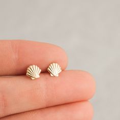 Seashell Stud Earrings | Simple & Dainty Surf Jewelry, Ocean Earrings, Preppy Jewelry, Seashell Earrings, Jewelry Lookbook, Girly Jewelry, Dream Jewelry, Summer Jewelry, Day And Night