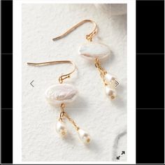 Soft Surroundings Crystal Drop Earring White Pearl Drop Chandelier Earrings, White Pearl Drop Linear Earrings, White Round Chandelier Earrings, White Dangle Linear Earrings With Pearl Charm, White Drop Earrings With Ear Wire, White Pearl Charm Drop Earrings, White Round Linear Earrings With Pearl Drop, White Linear Pearl Drop Earrings, Adjustable White Pearl Drop Earrings