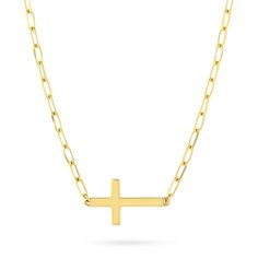 Give them a gift they’ll love to wear with this sideways cross chain necklace. 14K gold A sideways cross is the polished focal point 18.0-inch paperclip chain; spring-ring clasp Cross Chain Necklace, Sideways Cross Necklace, Cross Necklace Sideways, Cross Chain, Paper Clip, Spring Rings, Focal Point, Cross Necklace, Chain Necklace