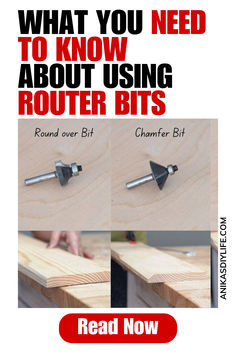 the instructions on how to use router bits for woodworking and other projects are shown