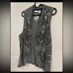 Newport News Brand New With Tag Open Beaded/Rhinestones Vest Great For Party Or Any Occasion Gray Size L Black Size M Pet Free Smoke Free Home Newport News, New Top, Newport, Black Gray, Top Brands, Black And Grey, Brand New, Pet, Grey