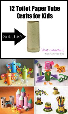 some crafts that are made out of toilet paper and other things to do with them